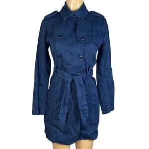 𝅺Tommy Hilfiger Blue Belted Trench Coat SZ Small